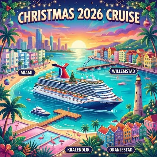 Christmas card featuring a Caribbean Carnival Cruise itinerary